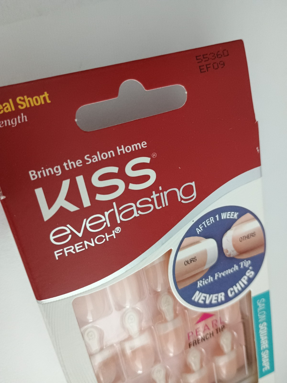 Kiss Everlasting French Glue-on Real Short Nails – String of Pearls (Pack of 1)