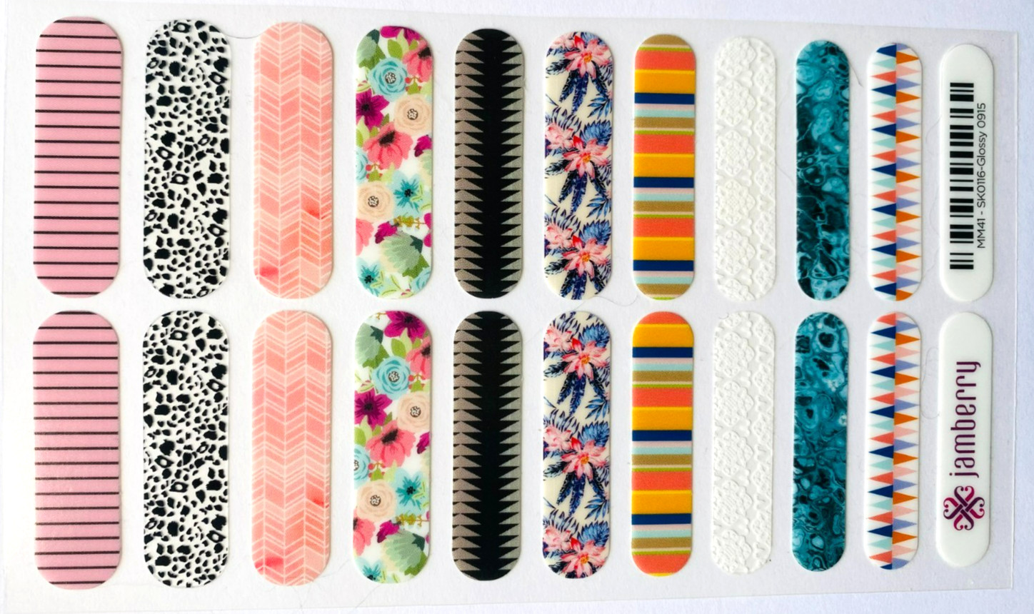 Jamberry Nail Wraps Retired Choice SKO116 Glossy Matte Metallic Glitter Samples
