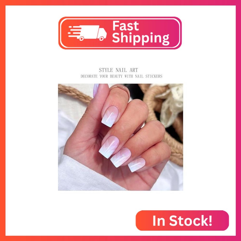 JMEOWIO Semi Cured Gel Strips Nail Art Sticker Wrap French Tip