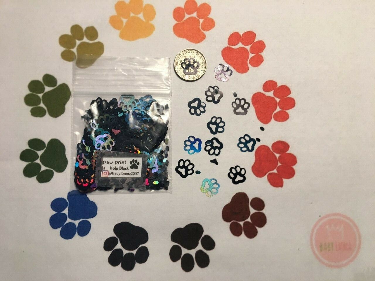 Solvent Resistant Pet PAW/DogPaw shape Glitter(U Pick Color)Nail Art Face Crafts