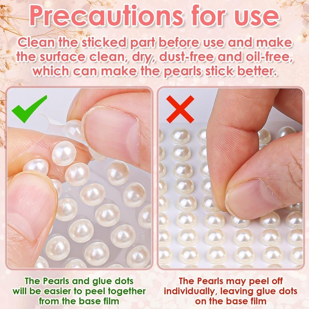 1980Pcs Self Adhesive Pearl Stickers, Pearls Sticker Gems for Hair, Face,