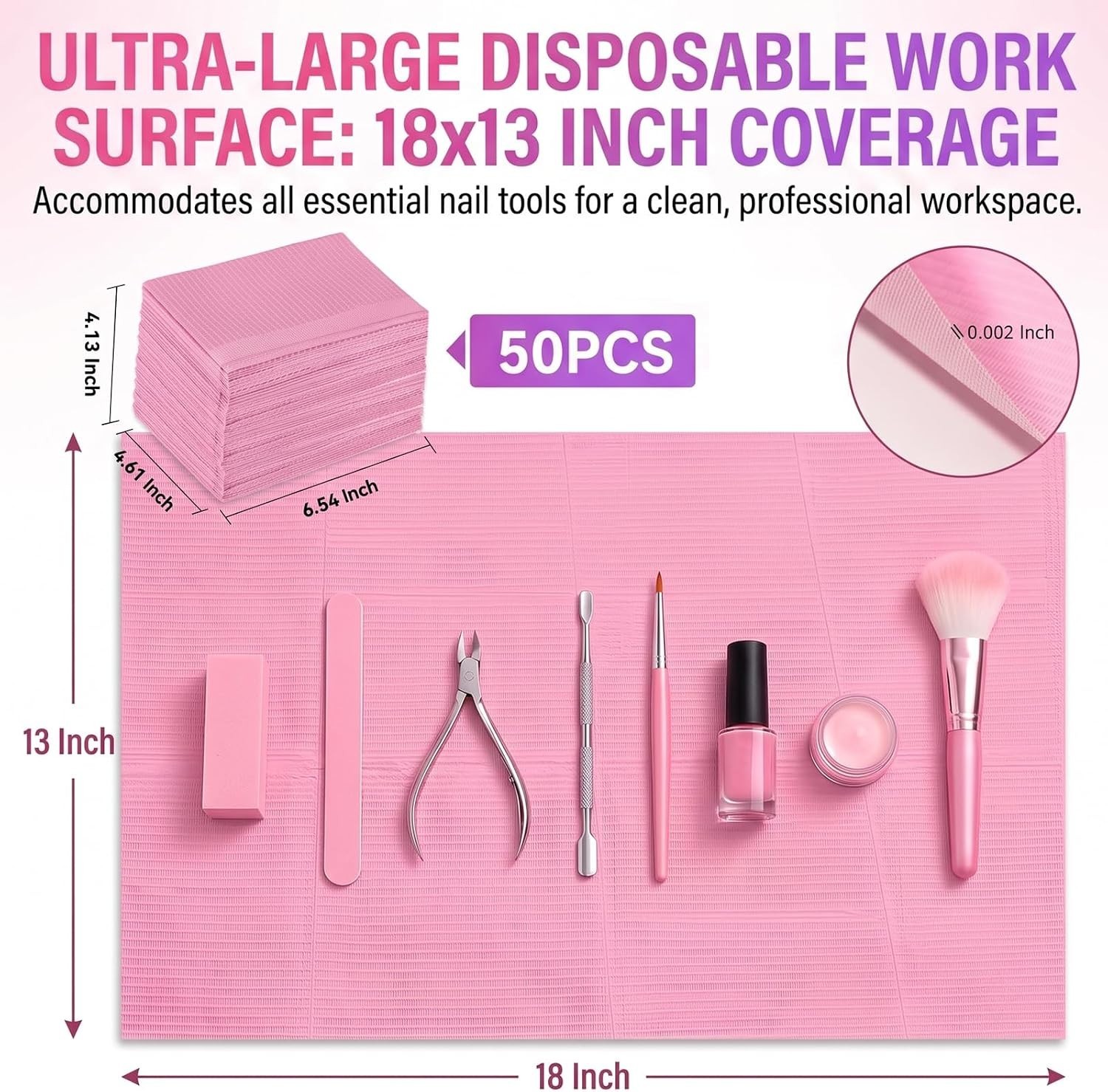 Disposable Nail Mats, 50 Pcs 3-Ply Absorbent Nail Table Pads with PE Backing,…