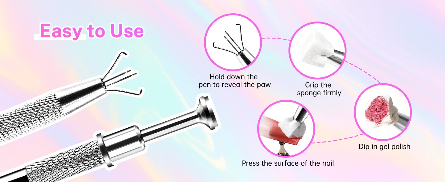 100PCS Soft Nail Sponges Tool with 1PCS Grabbing Pen Professional Accessories