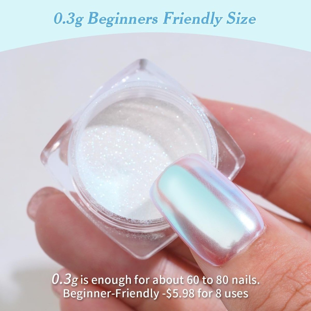 Iridescent Chrome Nail Powder Aurora Unicorn Mermaid Glitter Pigment for DIY