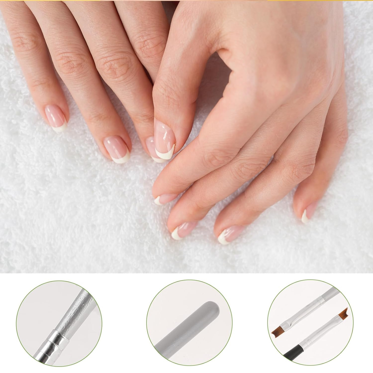 6pc French Tip Nail Brush Set Oblique Moon Shape UV Gel Acrylic Painting Drawing
