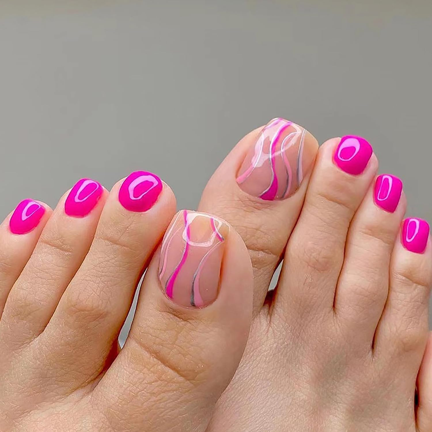 Press on Toenails with Designs Acrylic Fake Nails for Toe Artificial False Nails