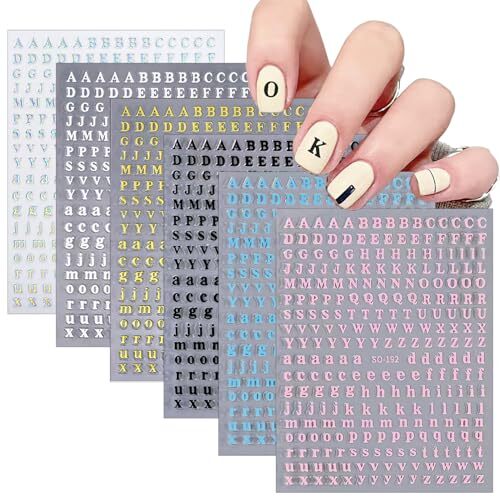Letter Nail Stickers for Nail Art，English Alphabet Nail Decals Self-Adhesive