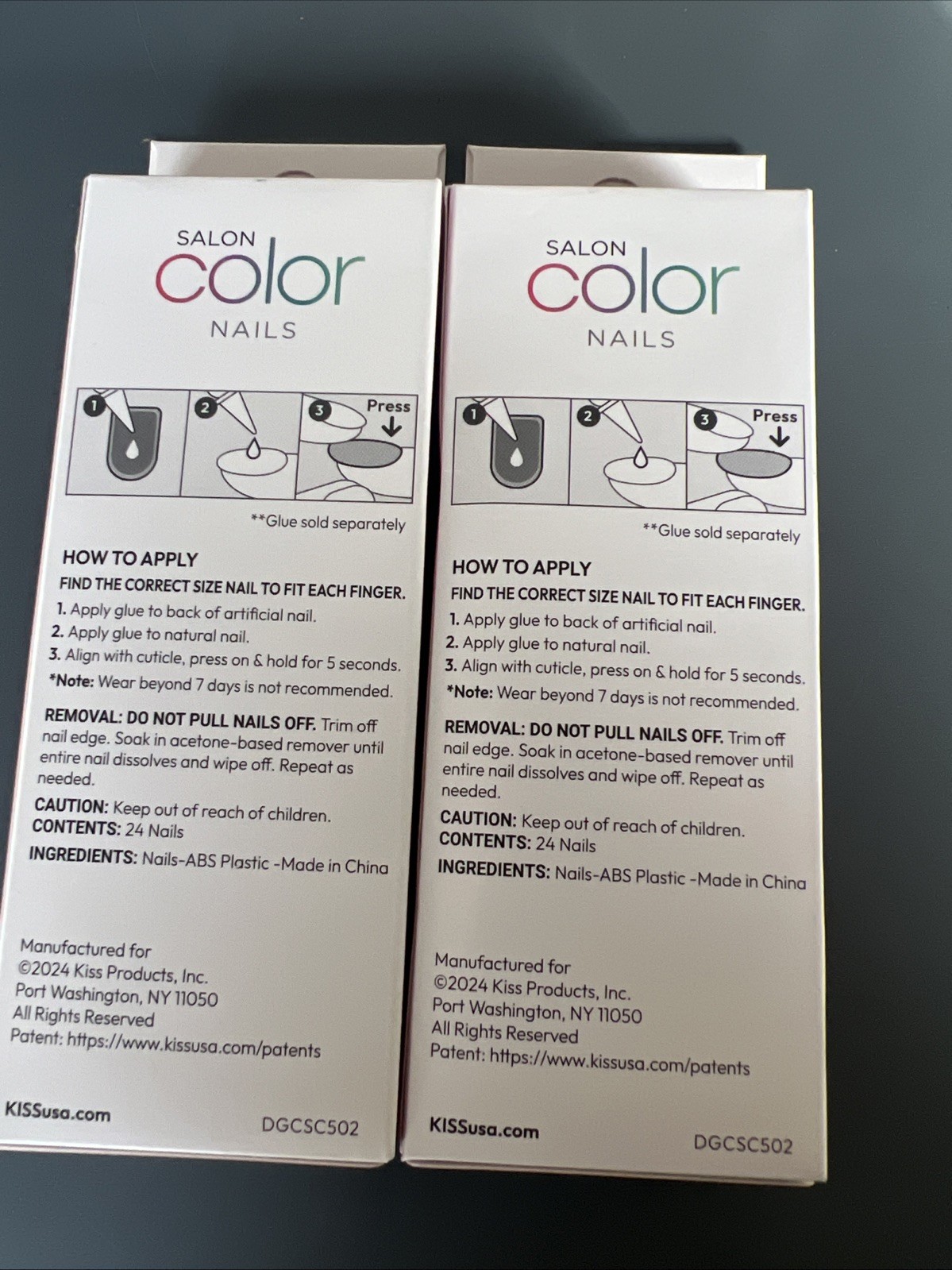 2~Kiss Salon Color SHORT Length Glue On Nails~24 Nails Per Box~NEW~Pink~”Spunky”
