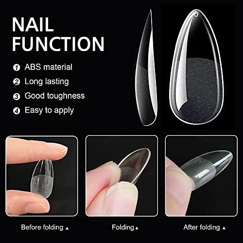 240pcs Almond Nail Tips Clear Full Cover Medium Length Short Medium Almond