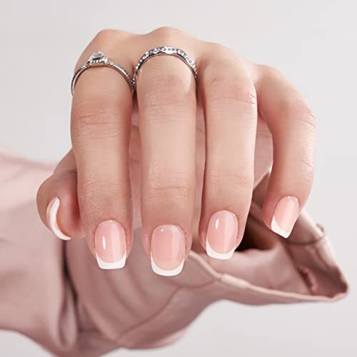 French Tip Press on Nails – Gel Press on Nails Short, No A1- Classic White