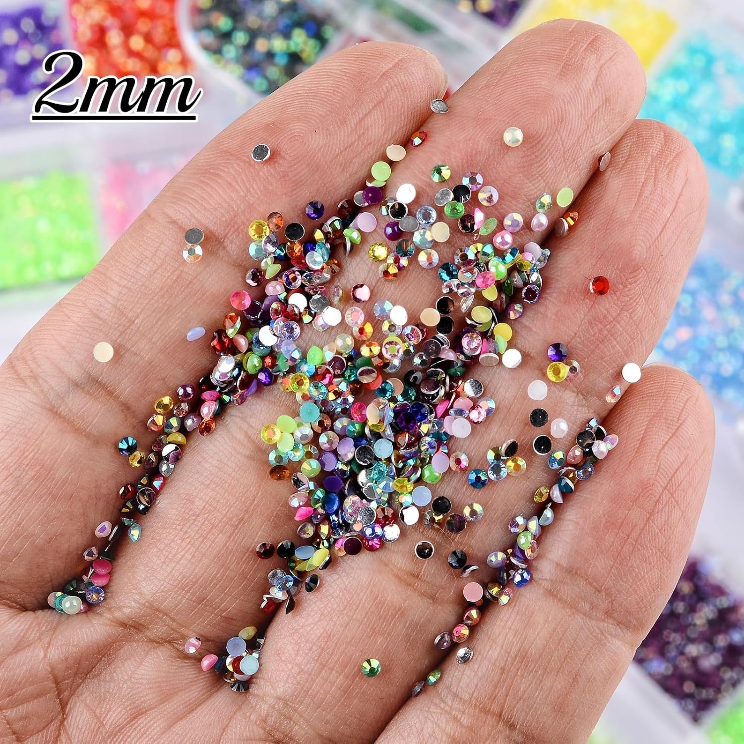 5 Boxes Nail Art Rhinestones Half Pearls Kit 3D Flatback Jelly Crystal Gems D…