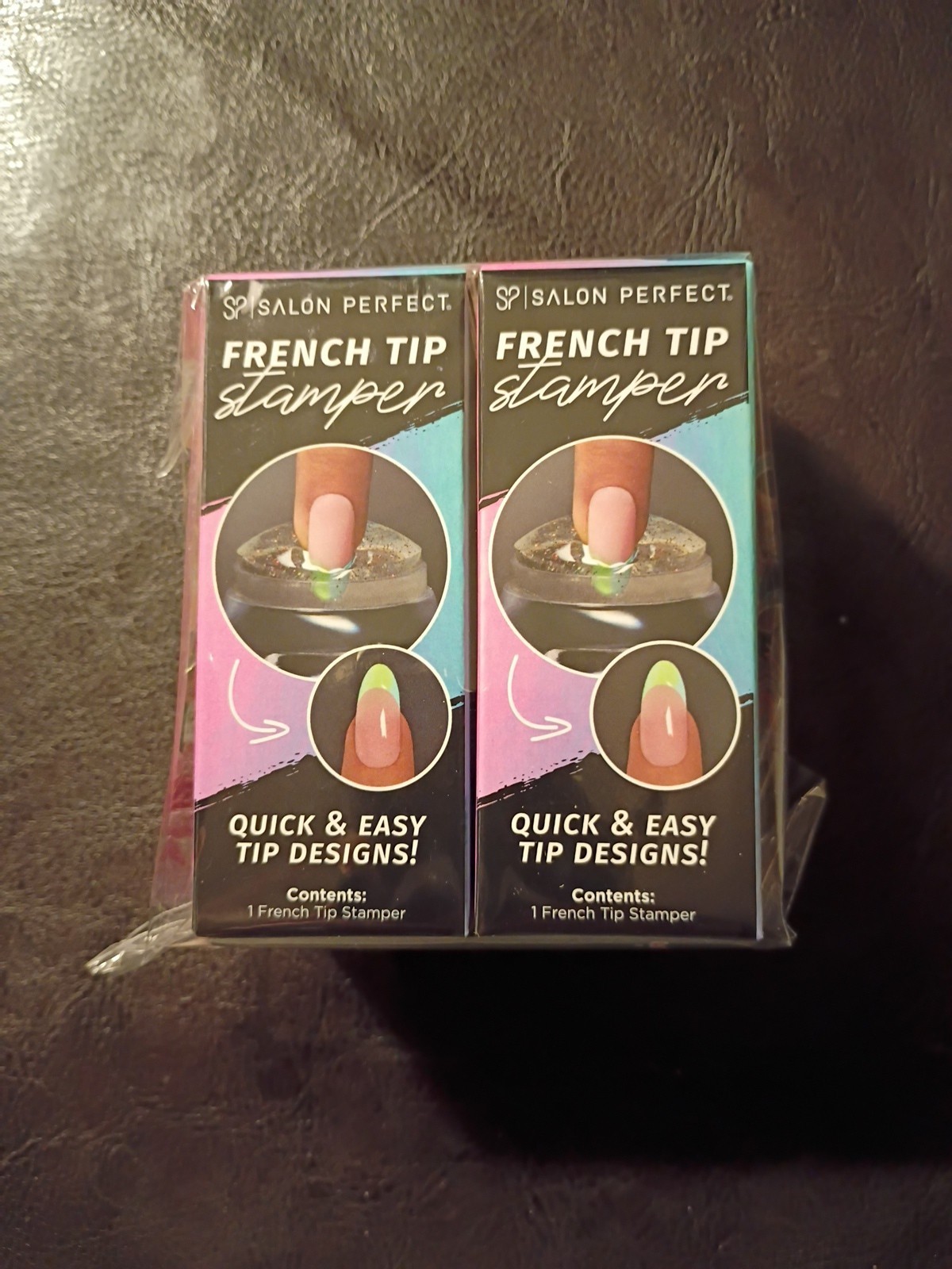 2pcs Salon Perfect French Tip Nail Stamper Diy Nail Art Stamping Tool