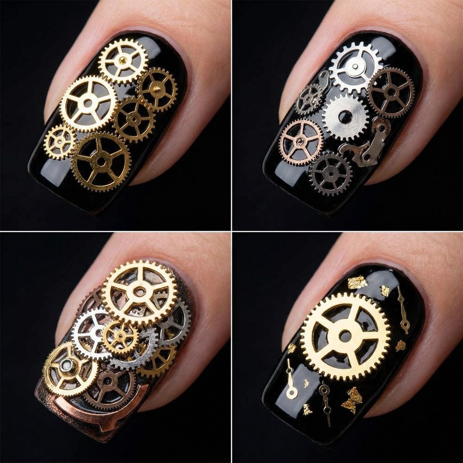 2 Boxes Gear Nail Stickers Metal 3D Steam Punk Nail Sequins Decal Clock Wheel…