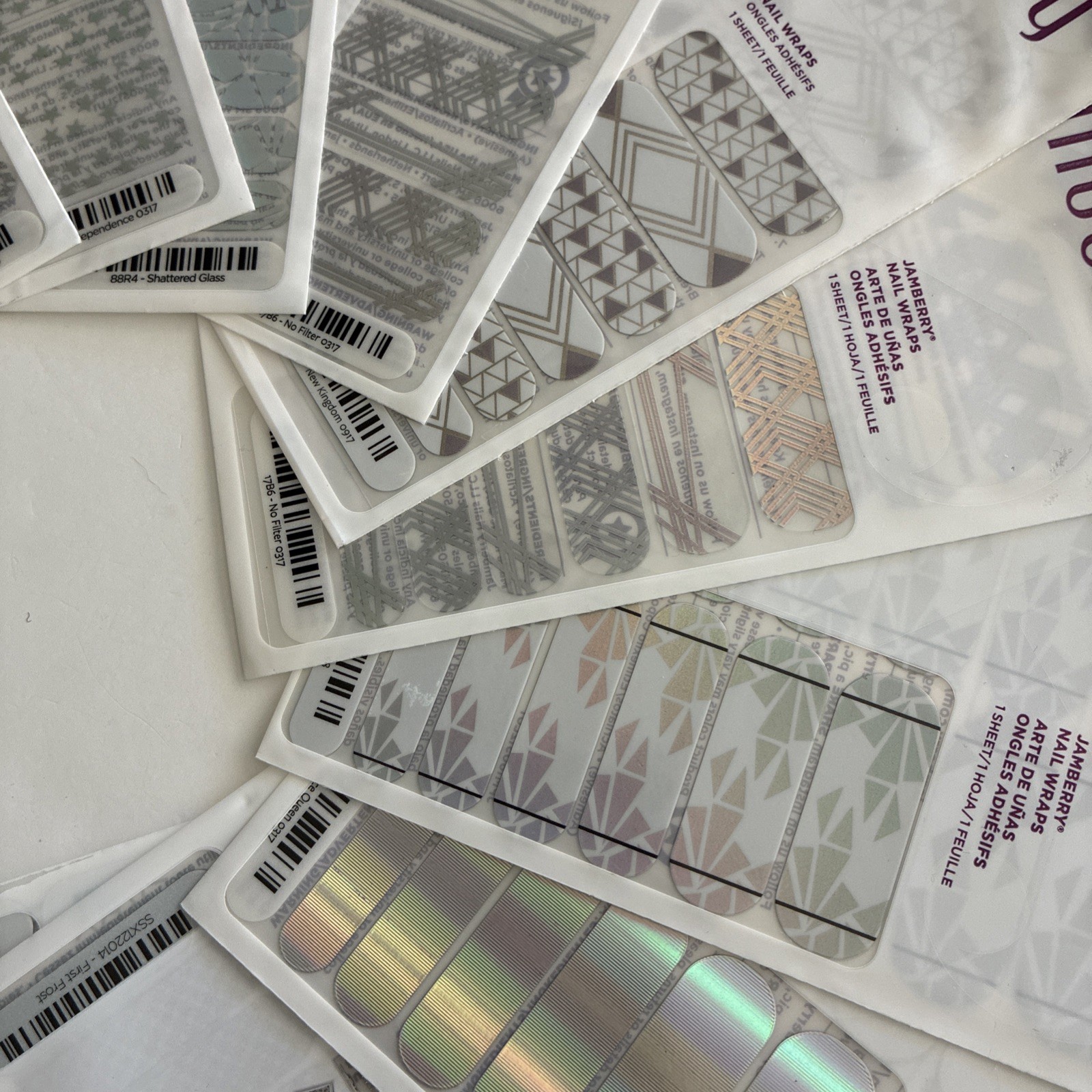 NEW ALL SILVERY Jamberry Lot Of 17 Full Sheets Nail Wraps