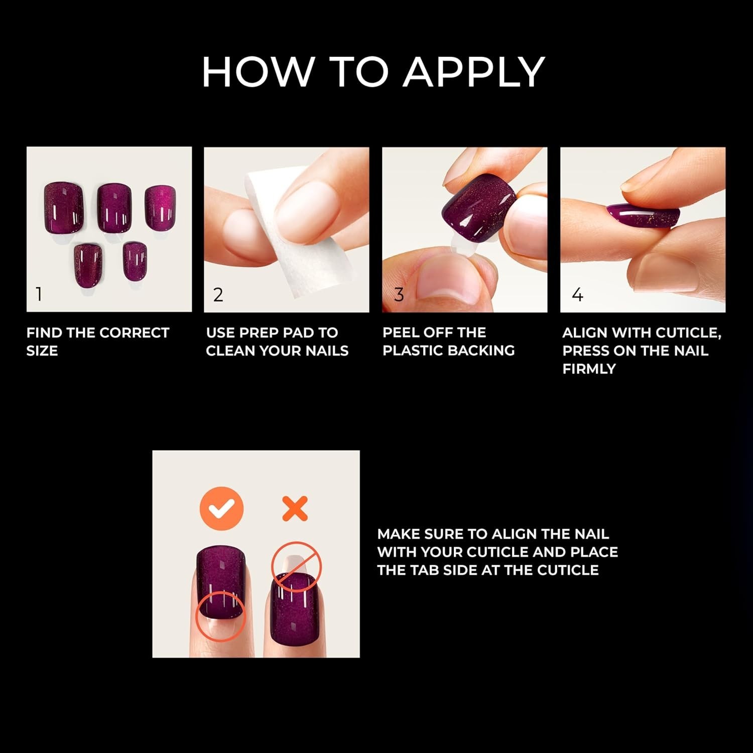No Glue Mani Press on Nails, Color FX, ‘Hidden Gem’, Red, Short Size, Oval Shape