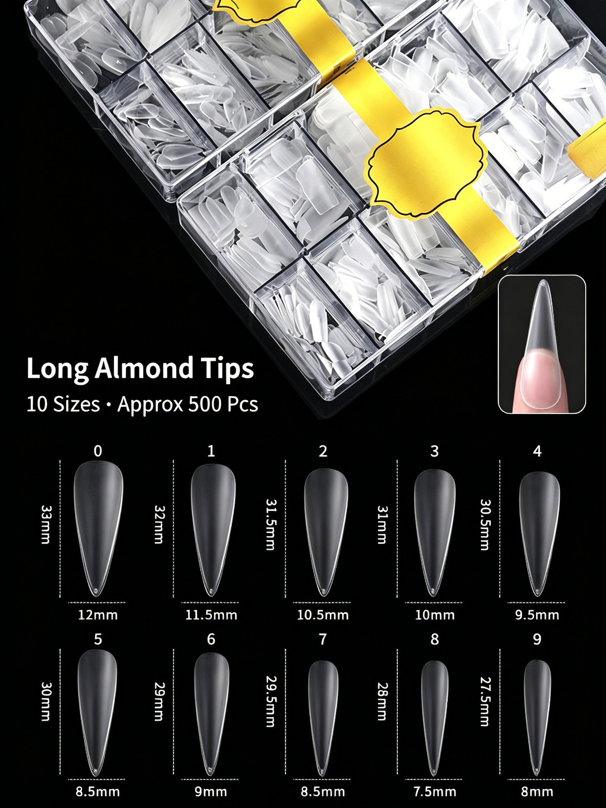 Huashengmei False Nail Tips European & American Full Cover Half Cover Frosted Tr