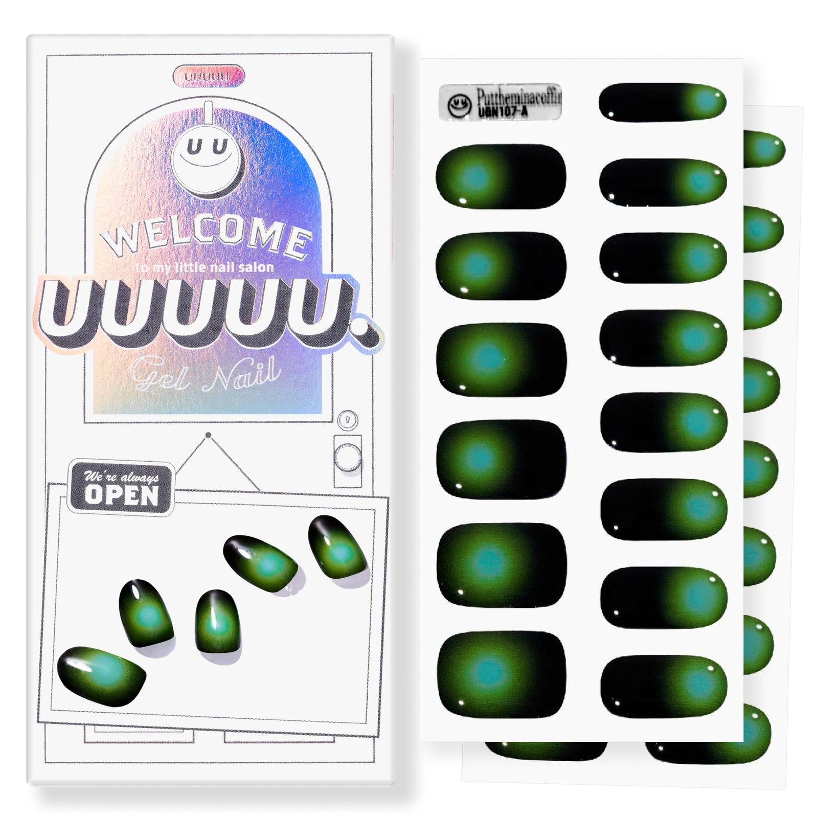 UUUUU. Semi Cured Gel Nail Strips – [Wicked], UV Stickers Compatible Tyler