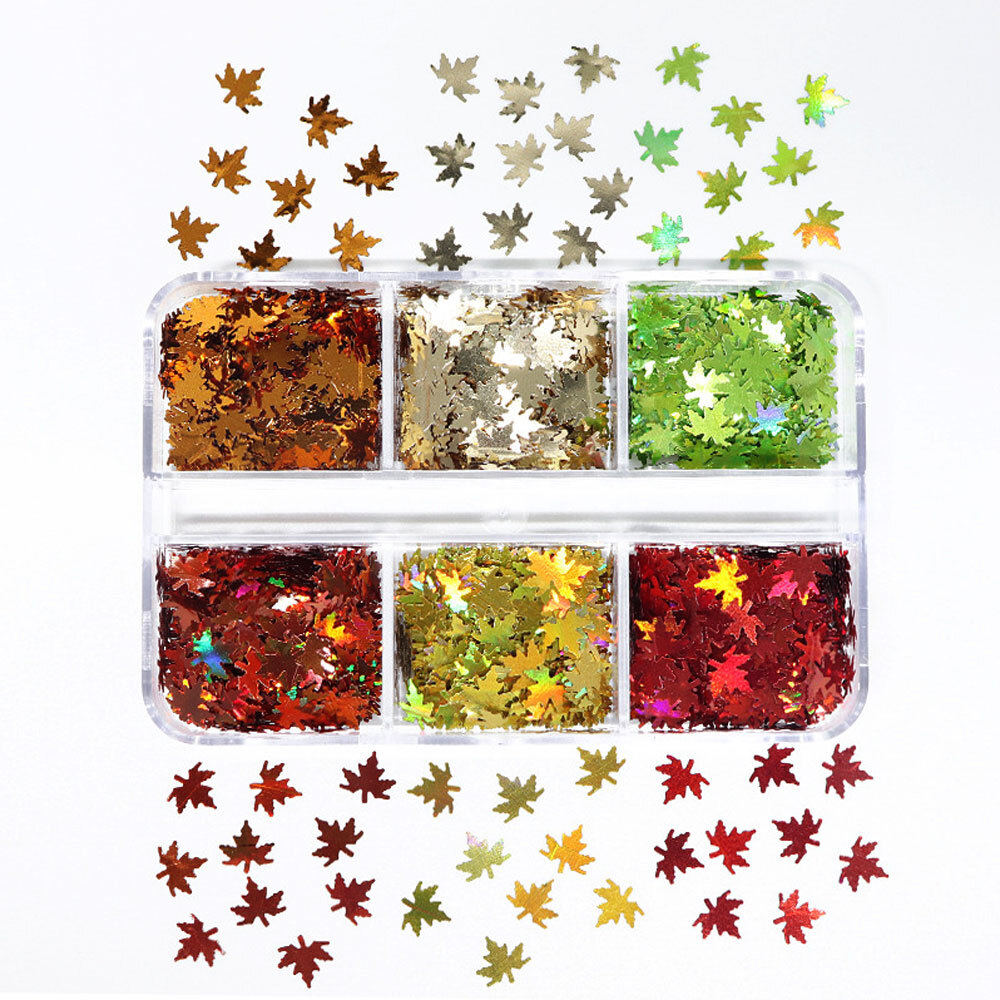 Autumn Maple Leaf Nail Art-Glitter Sequins Flakes Nails Stickers Decoration Tip