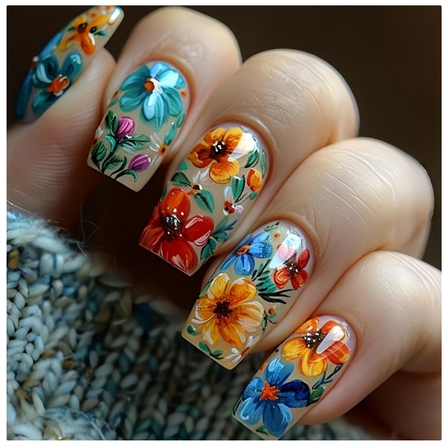 Spring/Summer 24 Pcs Flower Press-On Nails – Easy Application & Gorgeous Look