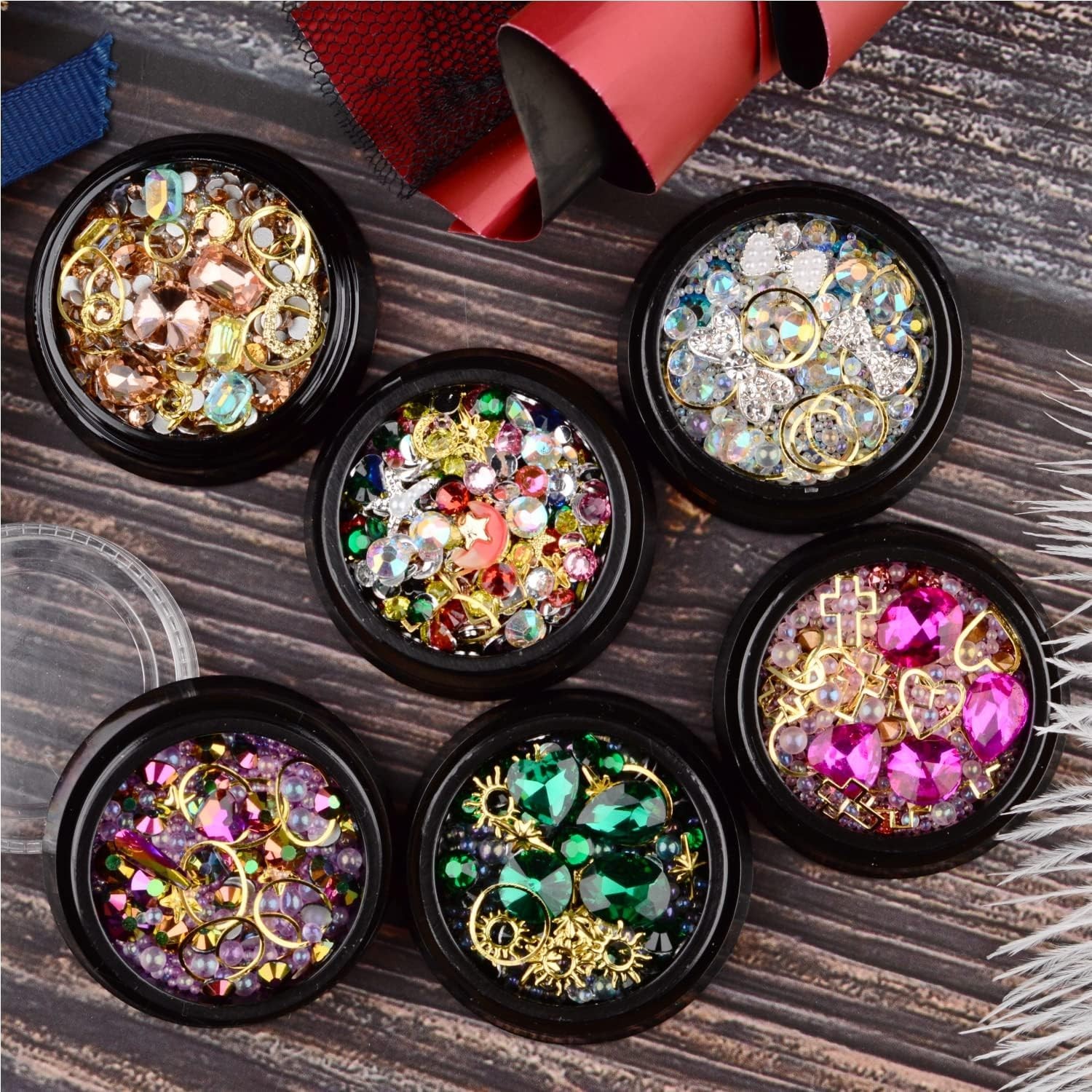 High-Quality Mixed Rhinestones Kit with Crystal Beads – 6 Designs Included