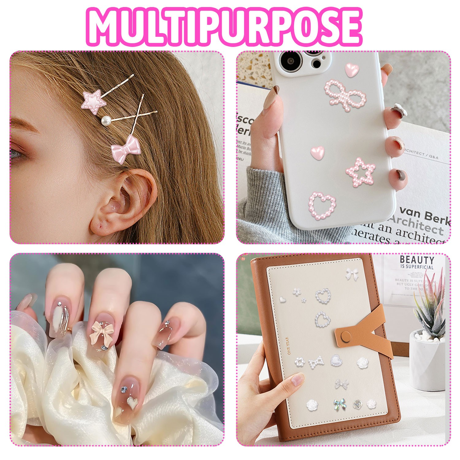 11-Box Nail Charms Set, 3D Flowers, Gems, Pearls & Rhinestones DIY Kit
