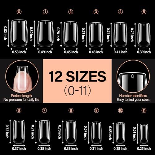 Short Square Nails Clear Gel Nail Tips False Full Cover Soft 216pcs–square