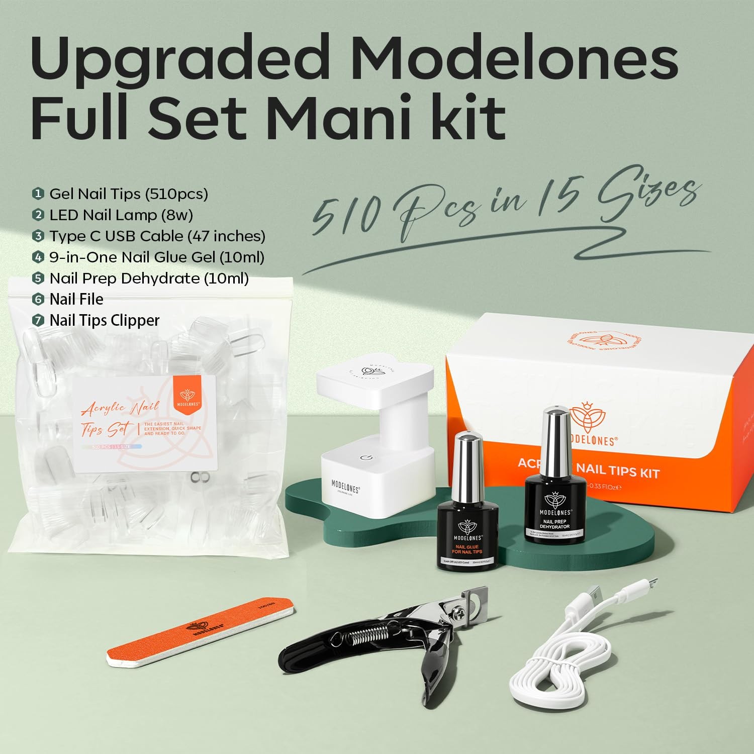 X Nail Gel Kit, Fake Nails Long Coffin, 9-in-One Glue Prep Dehydrator & Porta…