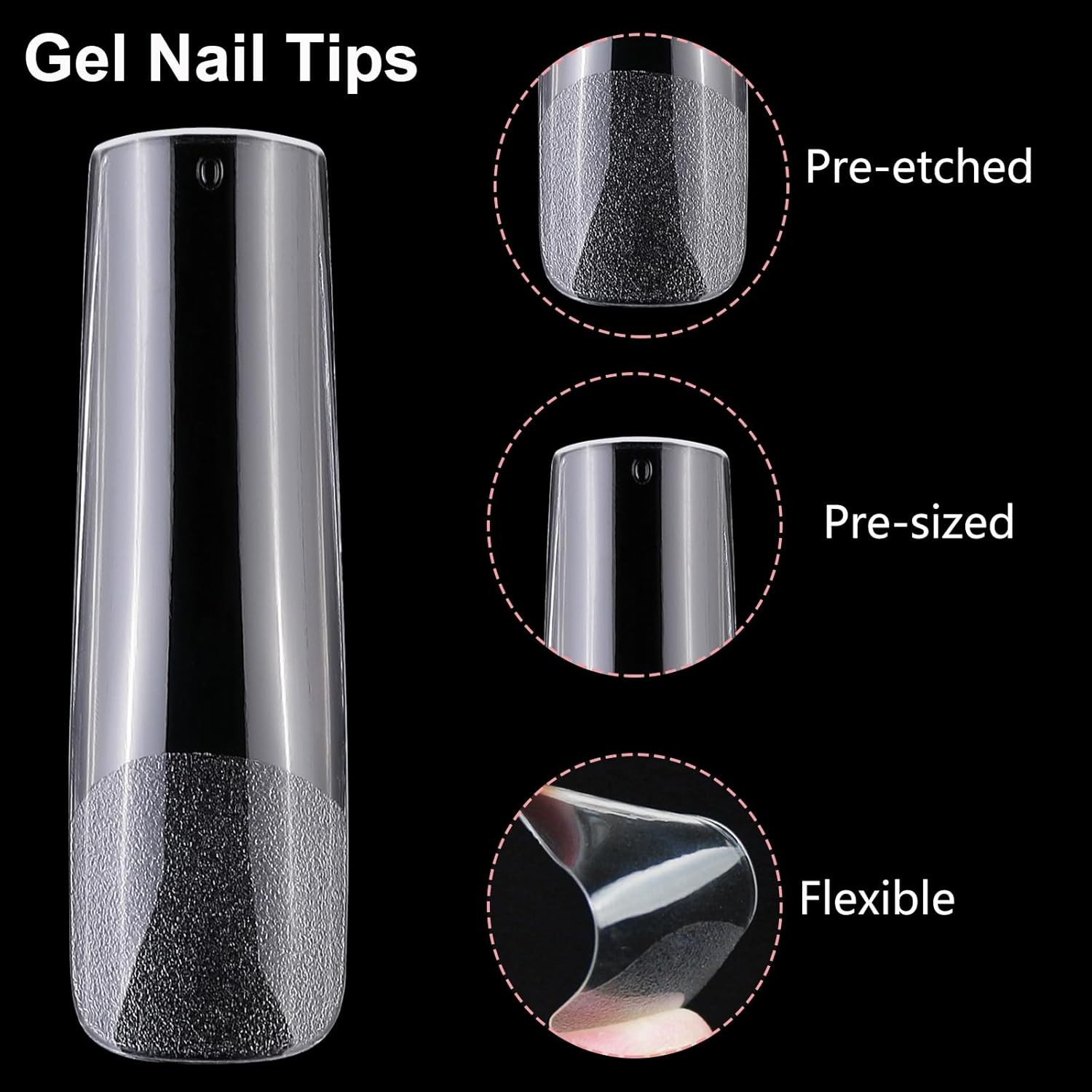 LoveOurHome 240pc XXL Square Gel Nail Tips Extra 1 Fl Oz (Pack of 1), Clear