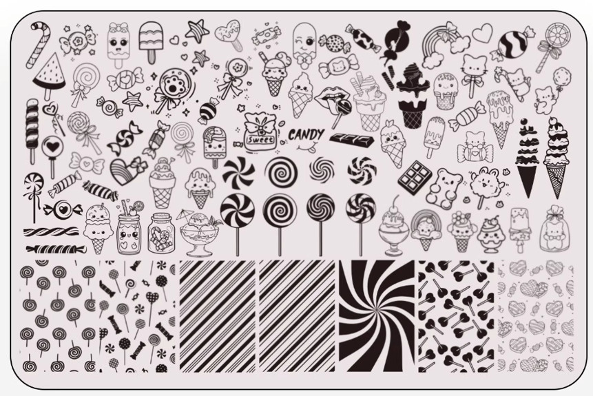 Nail Stamping Plate – Sweets & Treats UX-9041 – New