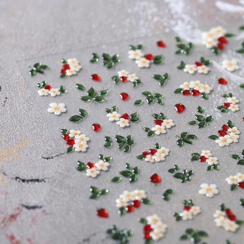 Flower Nail Stickers for Nail Art Spring Summer White Flowers with Flower Style