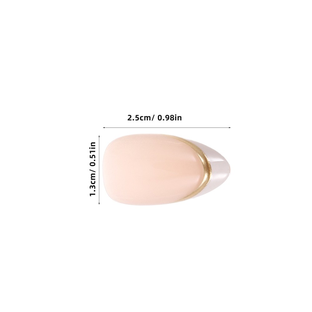 1 Set Reusable Press on Almond Nail Tips French Manicure False Nails Pink