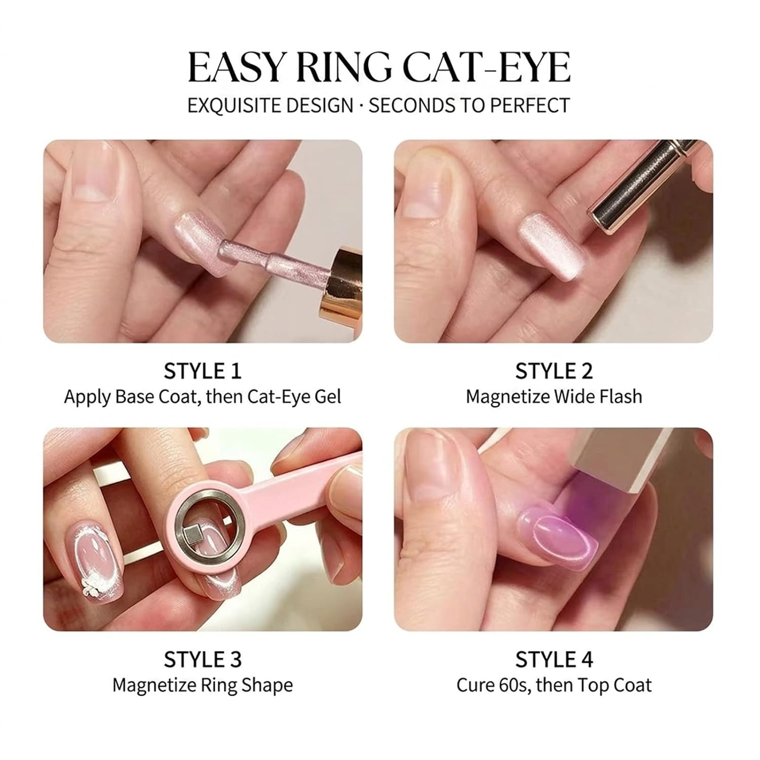 2026 Upgrade Ring-Shaped Cat Eye Magnet for Nails,2-In-1 Circle & Y Shape Nail