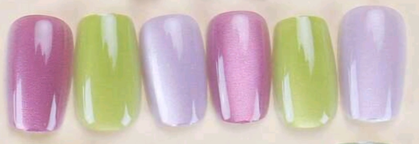 Press-On Nails Multi-Color Pink Green Lavender *30 pcs* Coffin Shaped