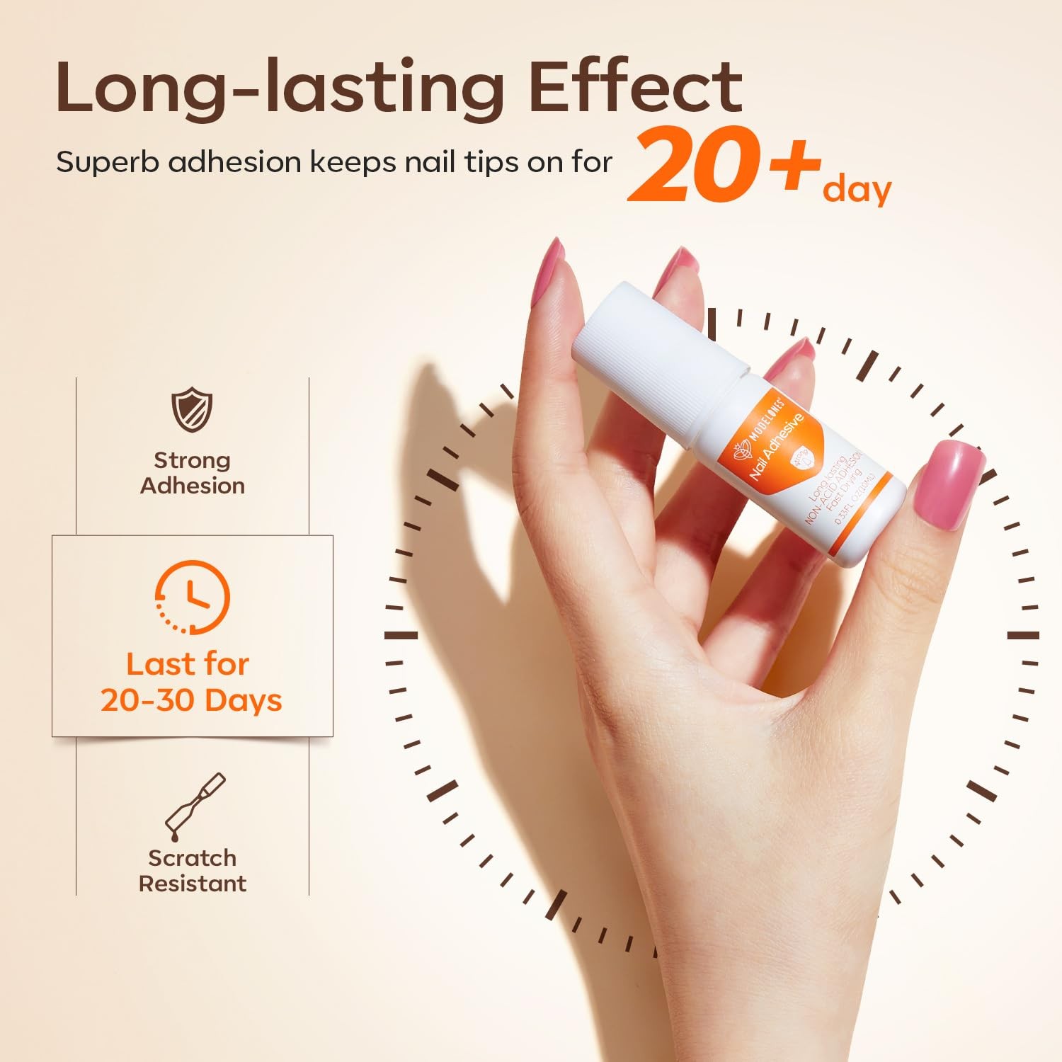 Modelones Nail Glue for Press Ons, Press On Nails and Acrylic Nails, 10 ML Su…
