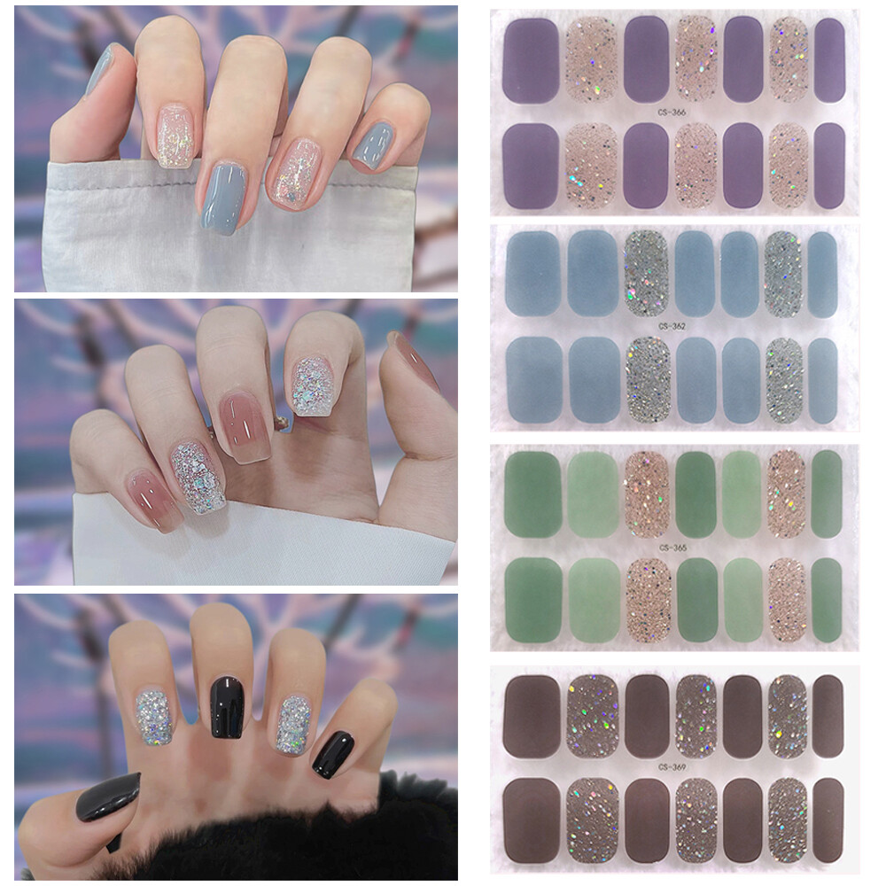 Full Size Nail Wraps Stickers Polish Toe Manicure Art Self Stick Decor 3D Decal