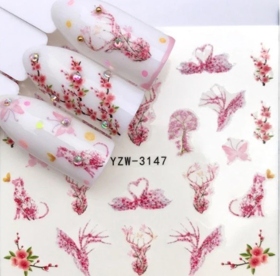 Flower, Floral Nail Art Water Decals DIY Nail (Group 4)