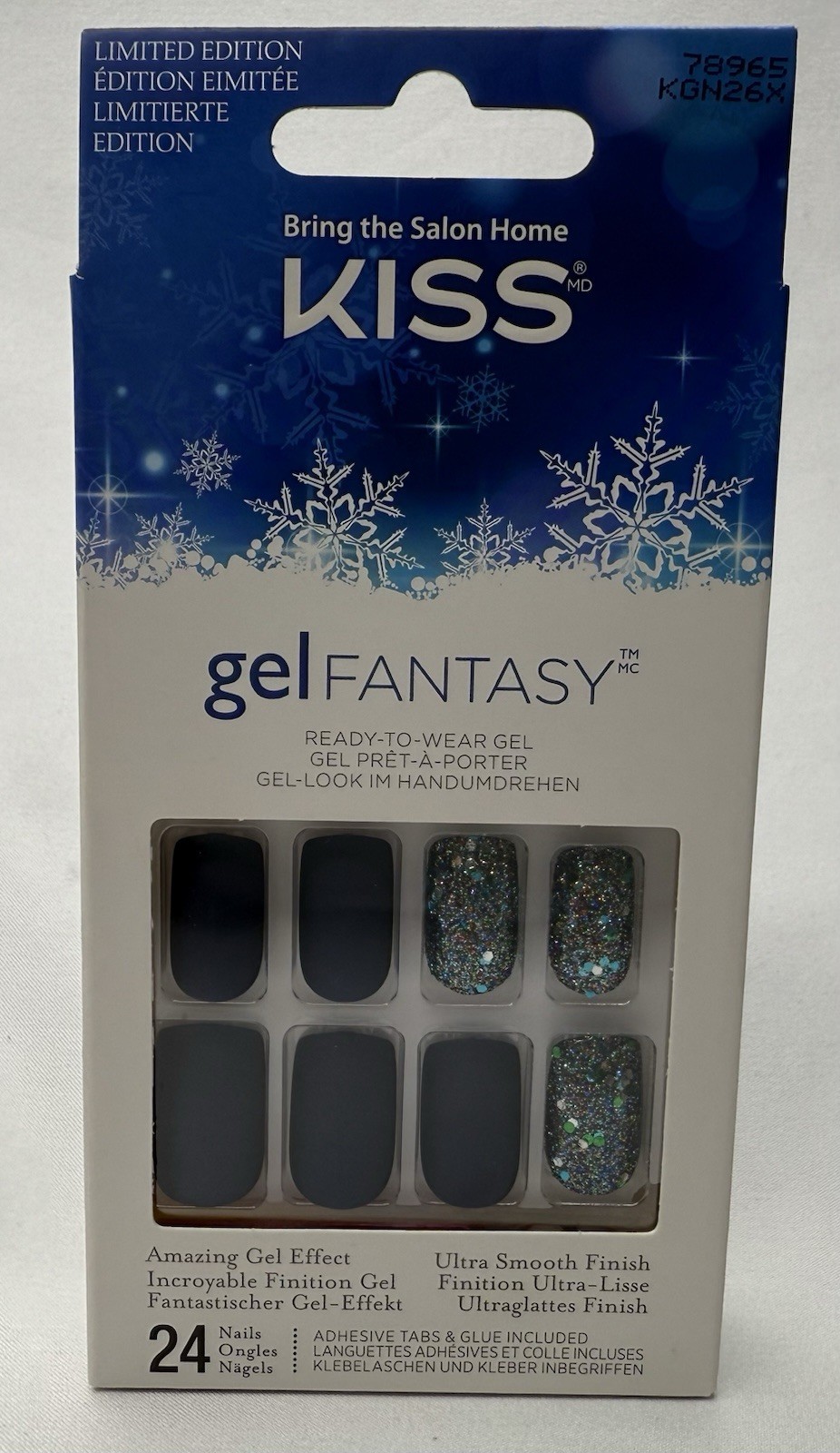 KISS GEL FANTASY NAILS PACK OF X6 MEDIUM LENGTH READY TO WEAR HOLIDAY CHRISTMAS
