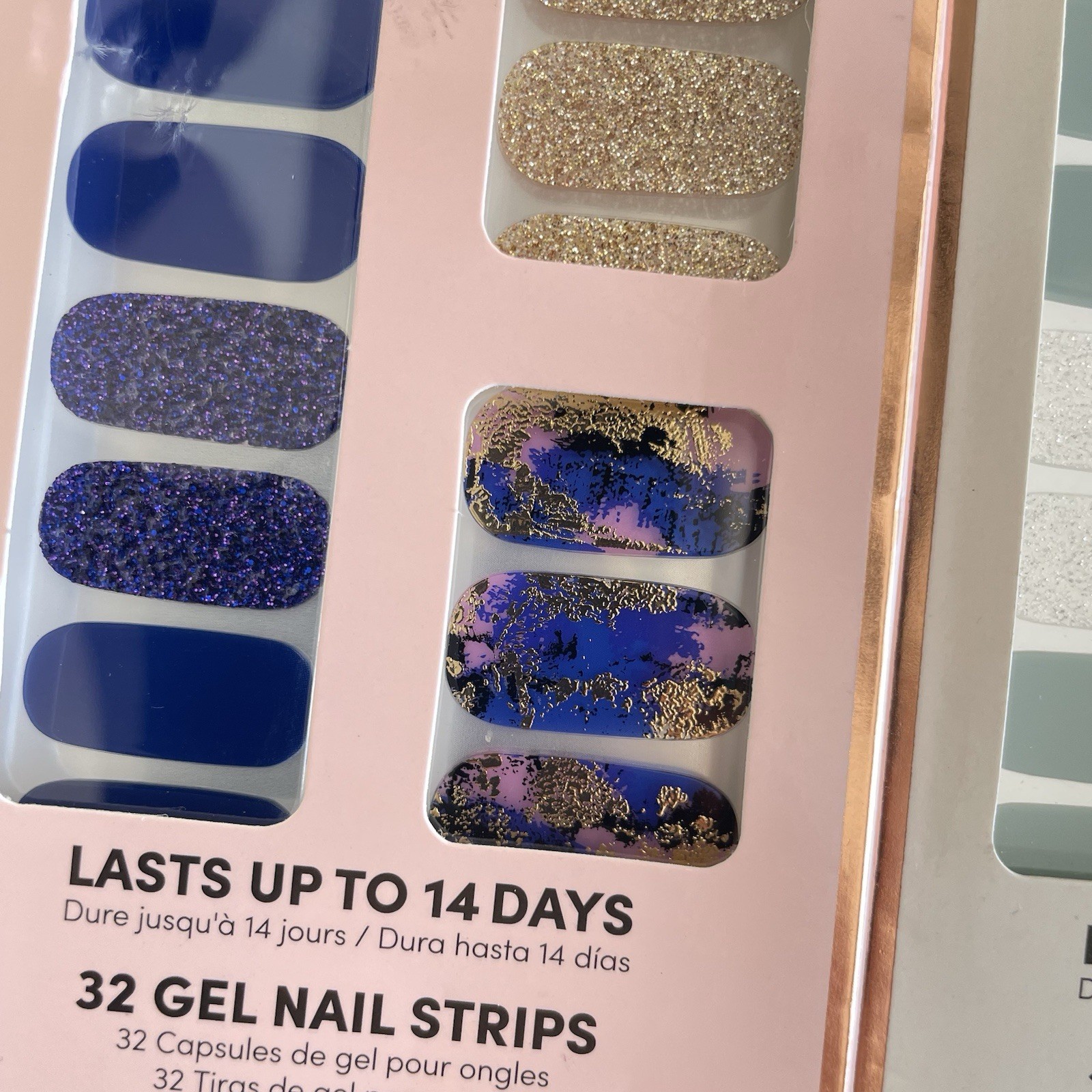 Dashing Diva Gloss Ultra Shine Gel Palette 32 Nail Strips Marbled Blue Lot of 4