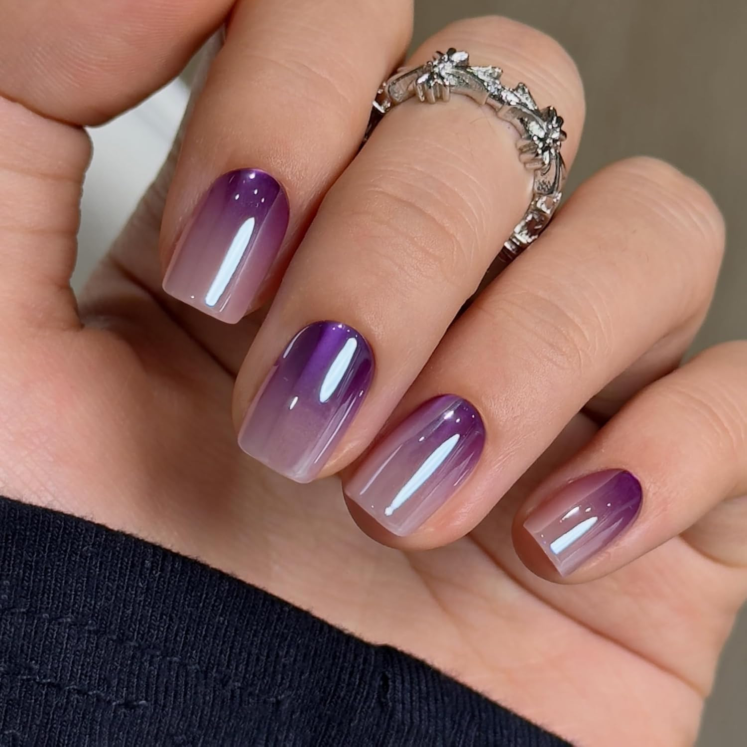 Press on Nails Short Square Acrylic Fake Nails with Apricot Design Full Cover Fa