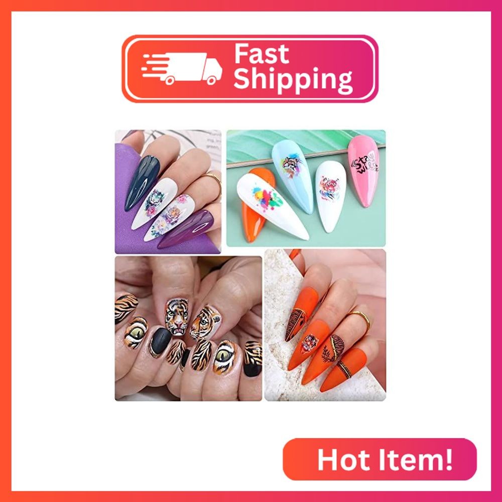 Cartoon Tiger Nail Art Stickers – 3D Animal Self-Adhesive Design, Cute Transfer