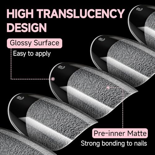Oval Round Nail Tips Half Matte 504pcs Round Gel x Nail Tips Easily Short Oval