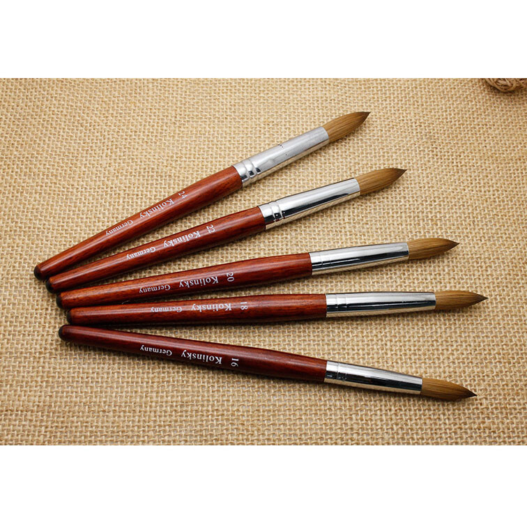 Kolinsky Acrylic Round Wood Handle Acrylic Nail Art CHOOSE SIZE Best Brush
