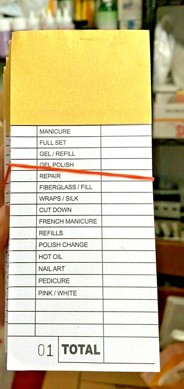 Nail Salon Ticket Check Book 100 ct/book 10 books/pack