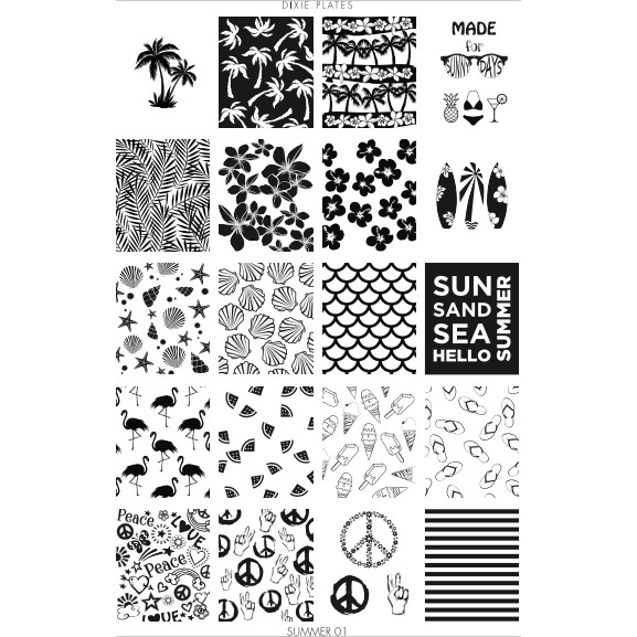 SUMMER nail art stamping plates multiple brands Beach, Ocean, Tropical, Sunshine
