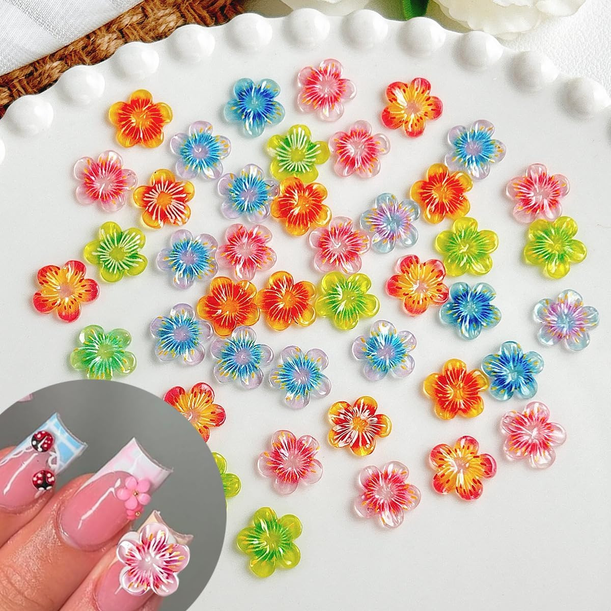 80Pcs Summer Beach Nail Charms Summer Ocean Nail Rhinestones Metal Small Starfis