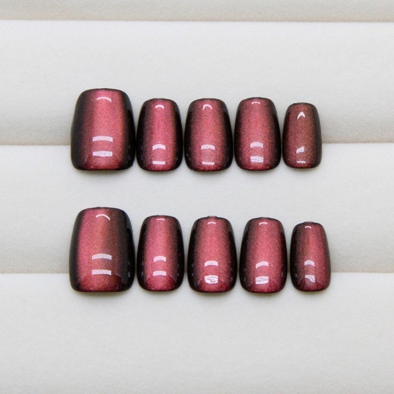30pcs Press on Nail Cats Eye Short on Nail False Nail for Stylish Look