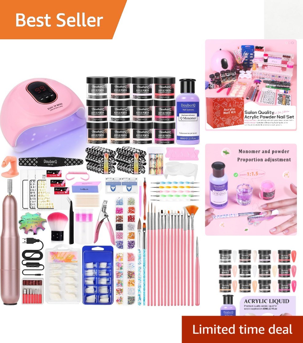 Luxurious Acrylic Nail Art Kit: Glitter, Tips, & Tools for Stunning Designs