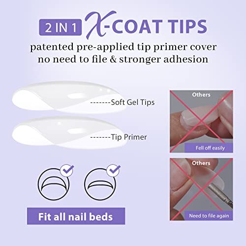 XS Short Almond Gel Nail Tips – Pre Colored Milky D-XS Almond Milky White
