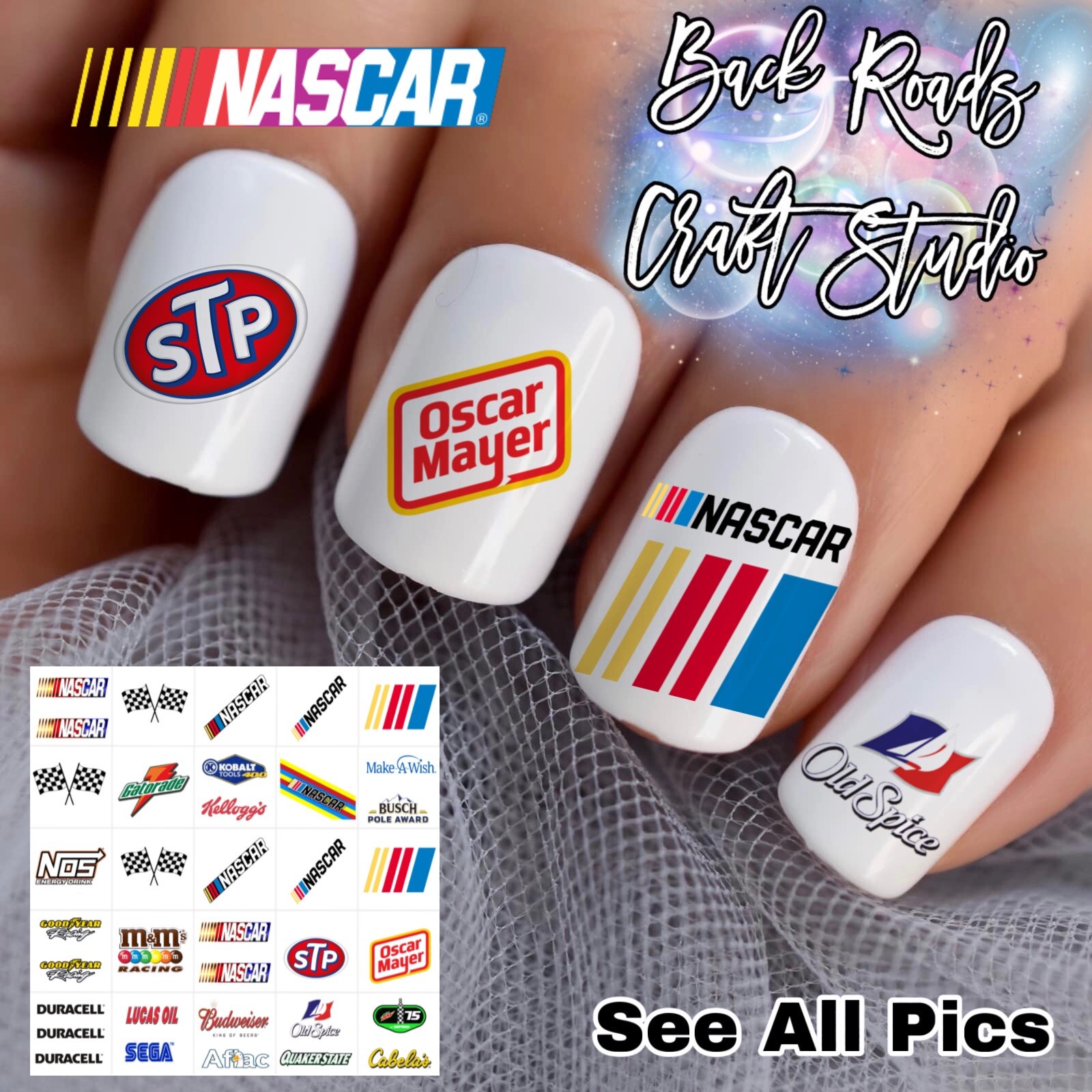 NASCAR Logo Waterslide Hot Wheel Decals Set of 50 Instructions & Bonus