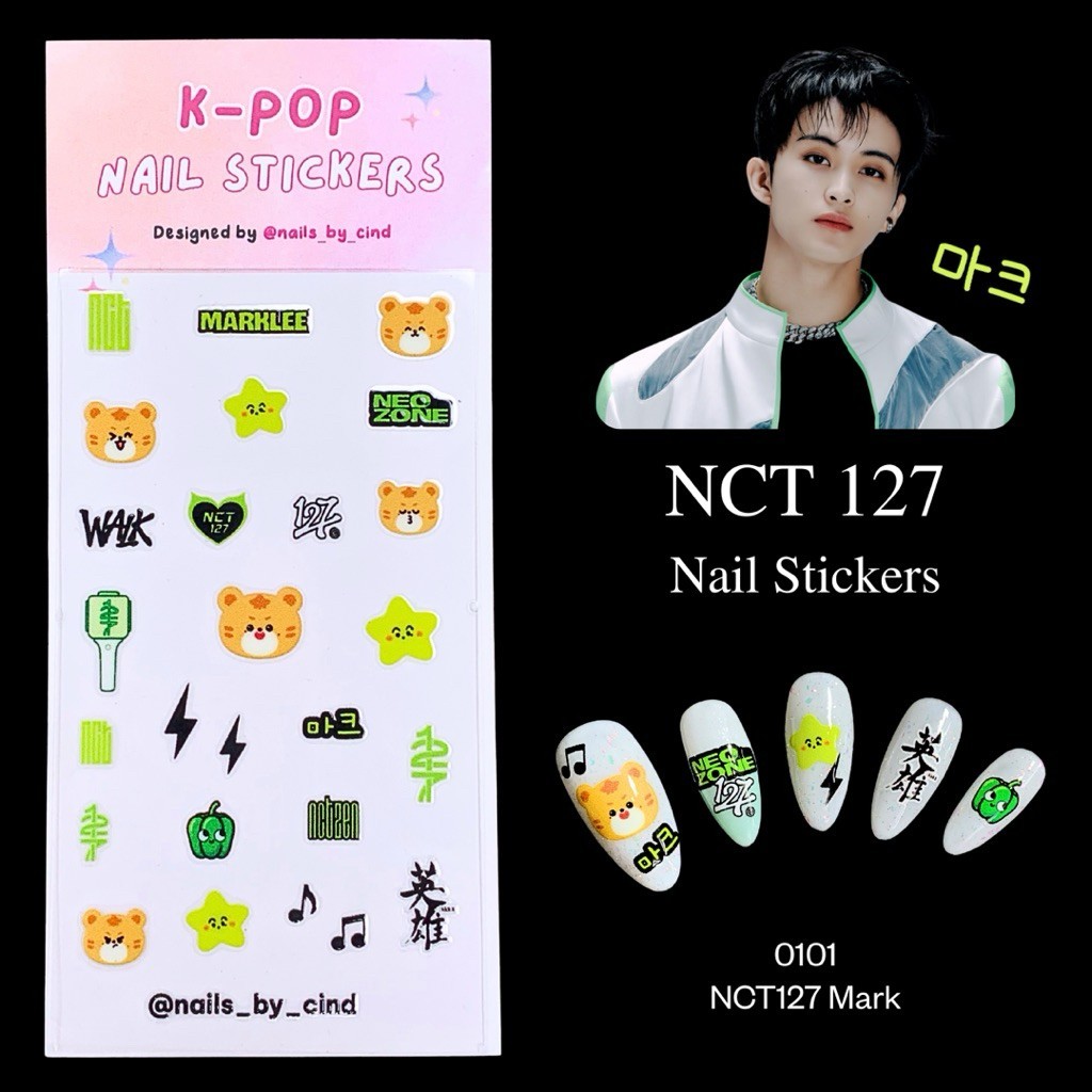 NCT 127 KPOP NAIL STICKER FAN MADE KOREA YUTA DOYOUNG MARK LEE HAECHAN I Z10